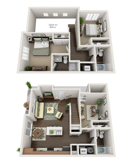 Three-bedroom floor plan